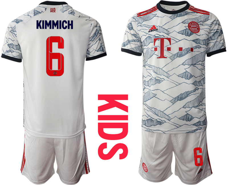 Youth 2021-2022 Club Bayern Munich Second away white #6 Soccer Jersey